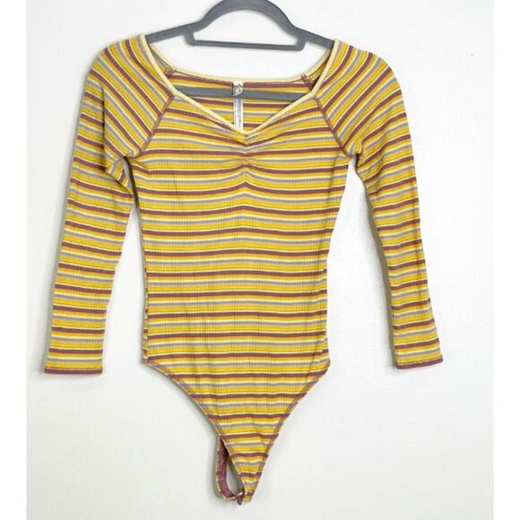 Free People Intimately Striped Long Sleeve Y2K Bodysuit Women's Size XS - Picture 6 of 6